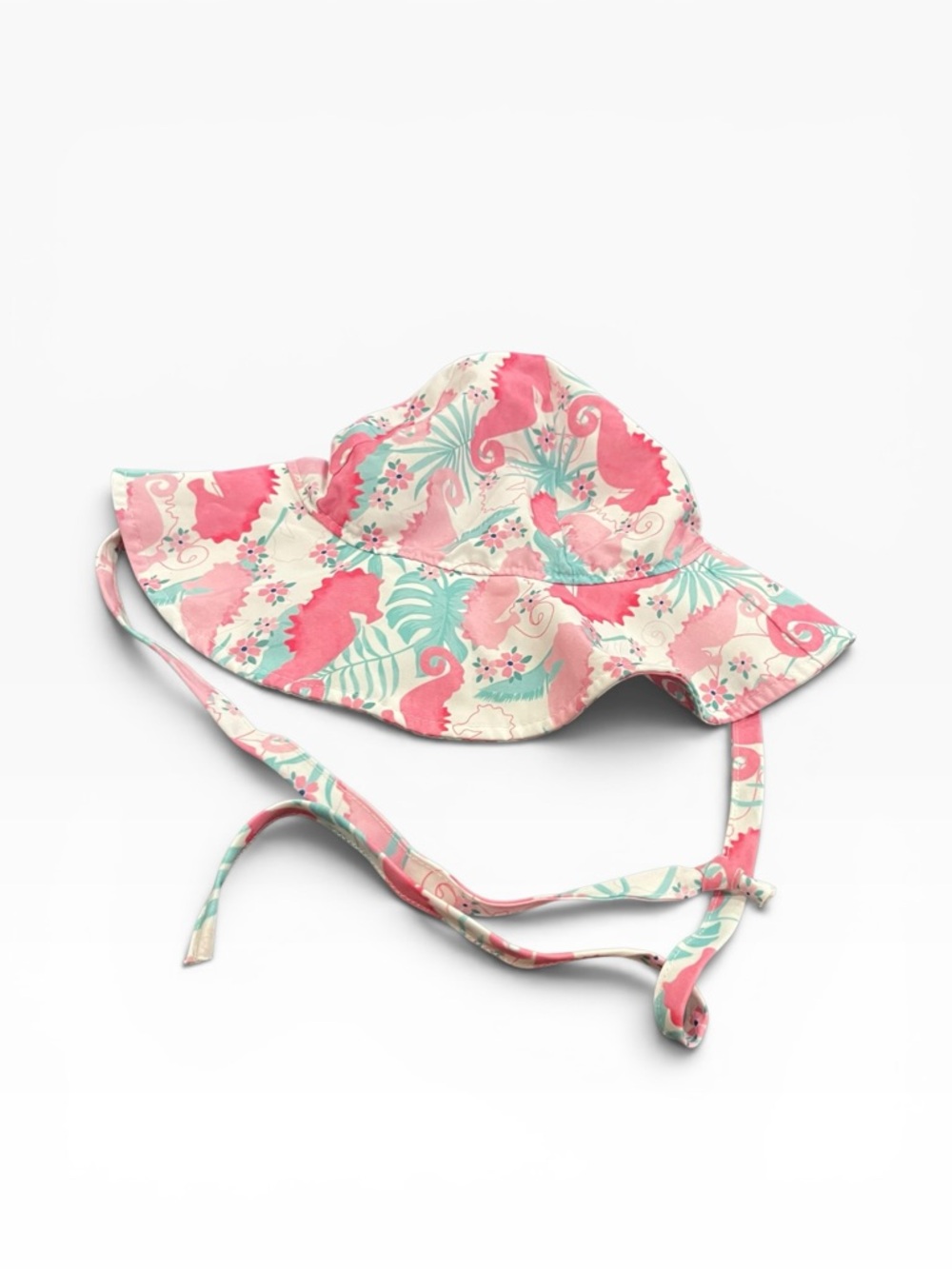Flap happy pink white seahorse floppy sun hat toddler medium m